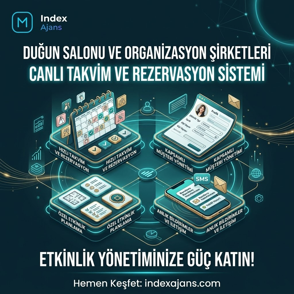 Düğün Salonu ve Organizasyon Şirketleri Canlı Takvim & Rezervasyon Sistemi