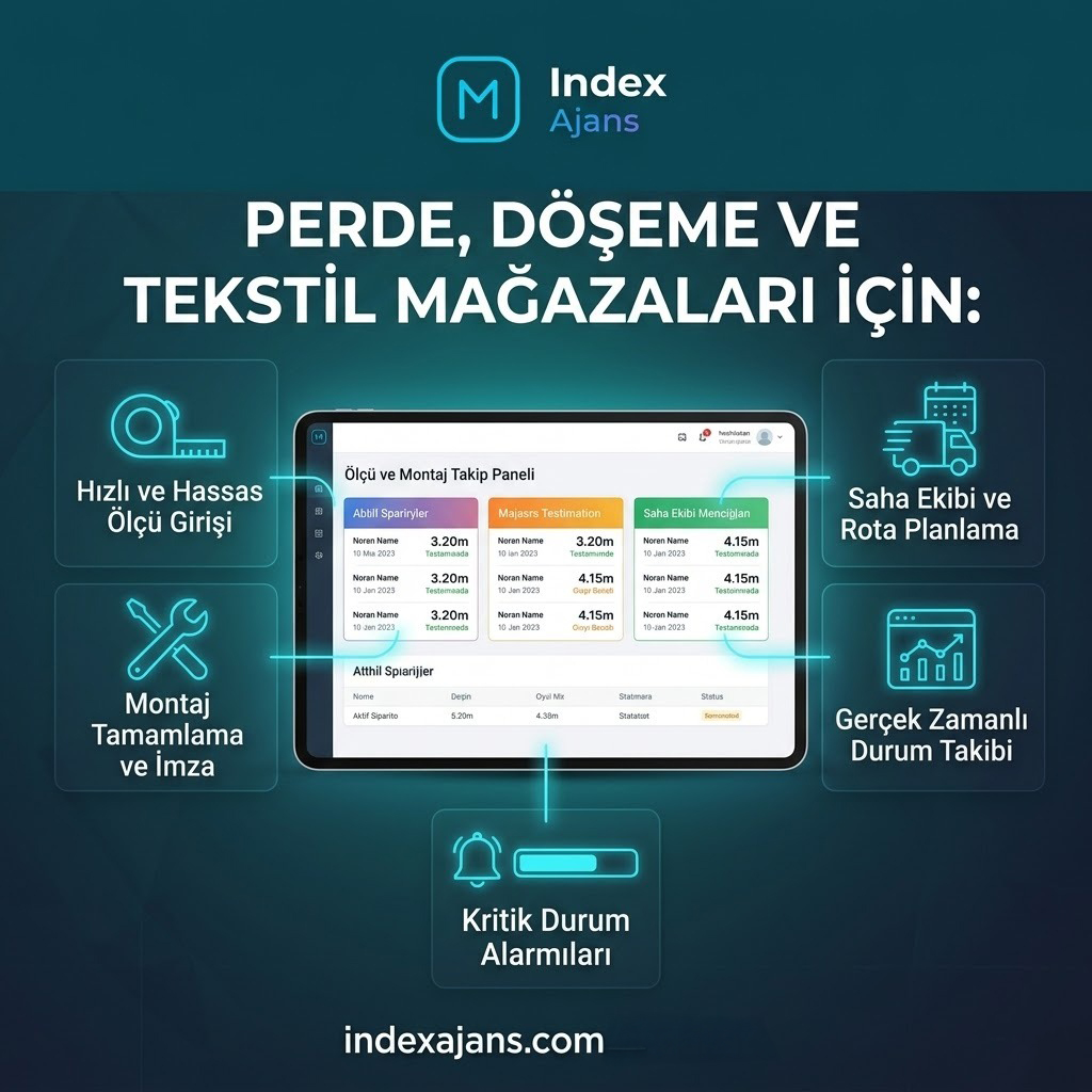 Perde, Döşeme ve Tekstil Mağazaları Ölçü & Montaj Takip Sistemi