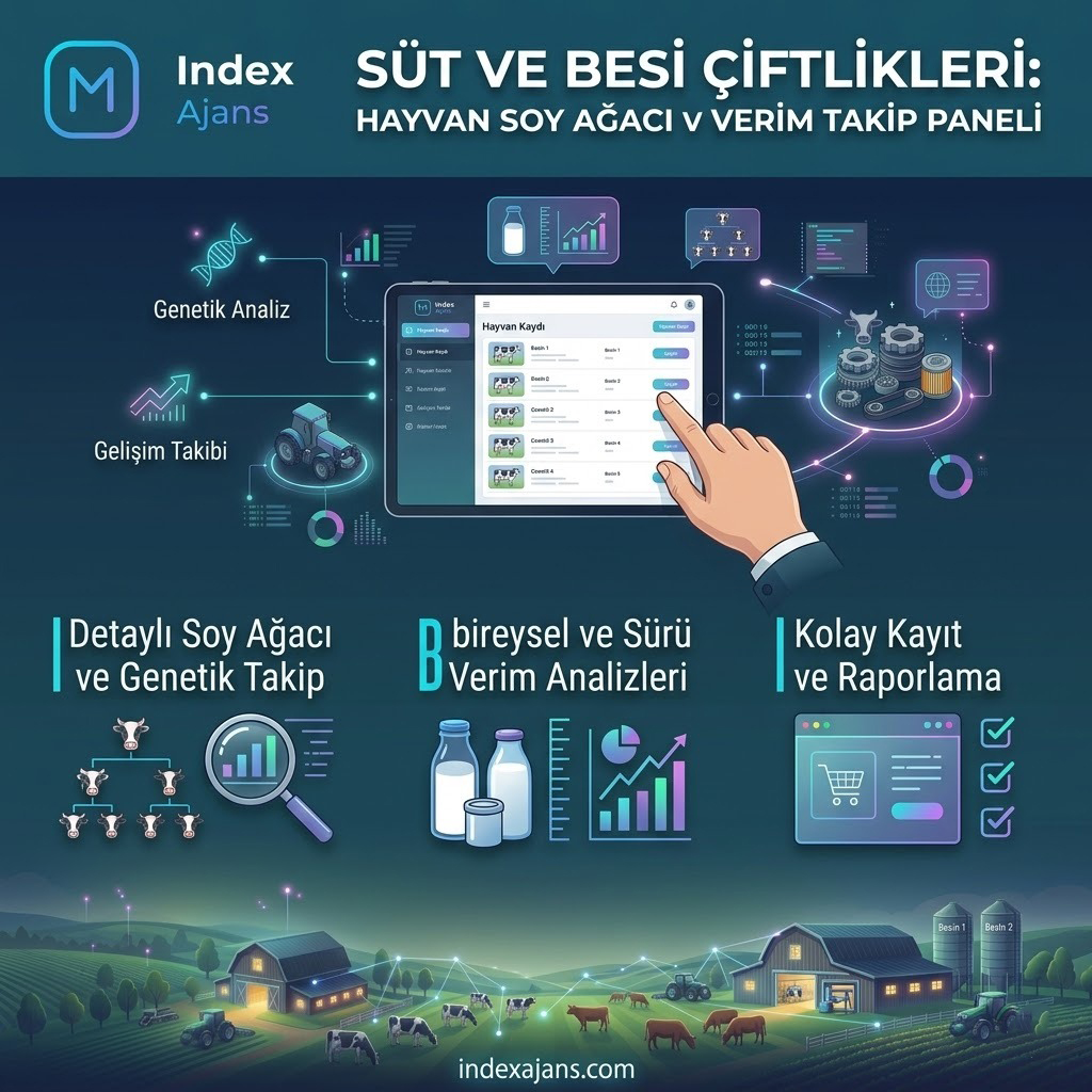 Süt ve Besi Çiftlikleri Hayvan Soy Ağacı & Verim Takip Paneli